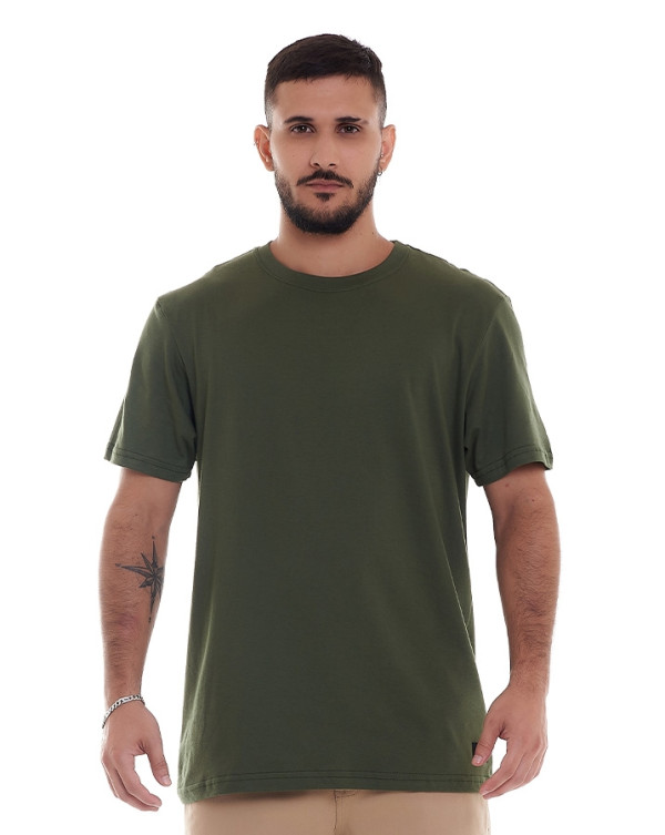 Camiseta Regular Fit Basic Color Verde Militar Knulu