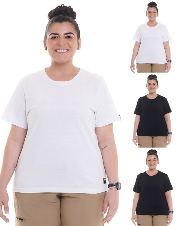 Kit 4 Camisetas Basicas Feminina 2 Brancas 2 Pretas Knulu