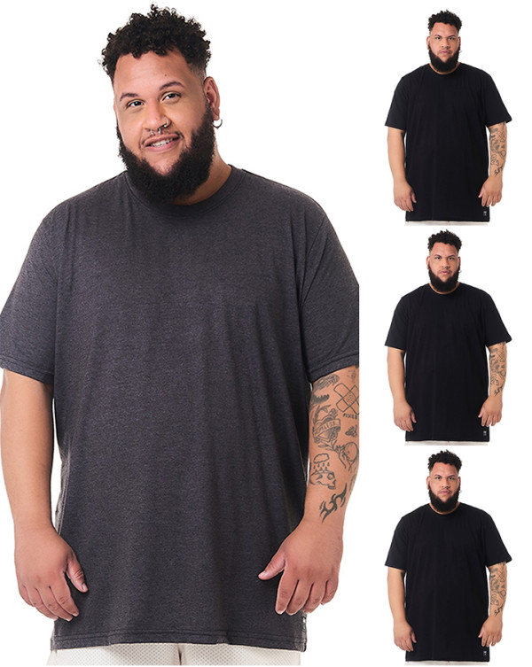 Kit 4 Camisetas Basicas  3 Pretas 1 Chumbo Knulu