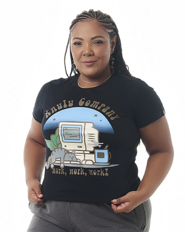 Camiseta Feminina Cat Work Preto Knulu