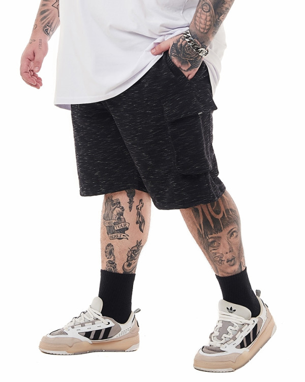 Bermuda Moletom Cargo Pocket Preto Jet Knulu