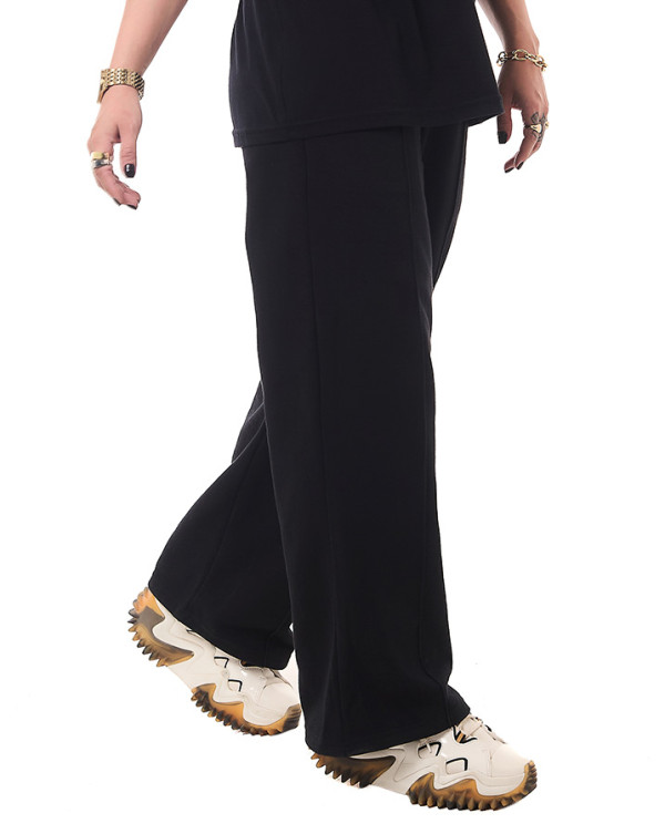 Calça Moletom Feminina Reta Preto Knulu