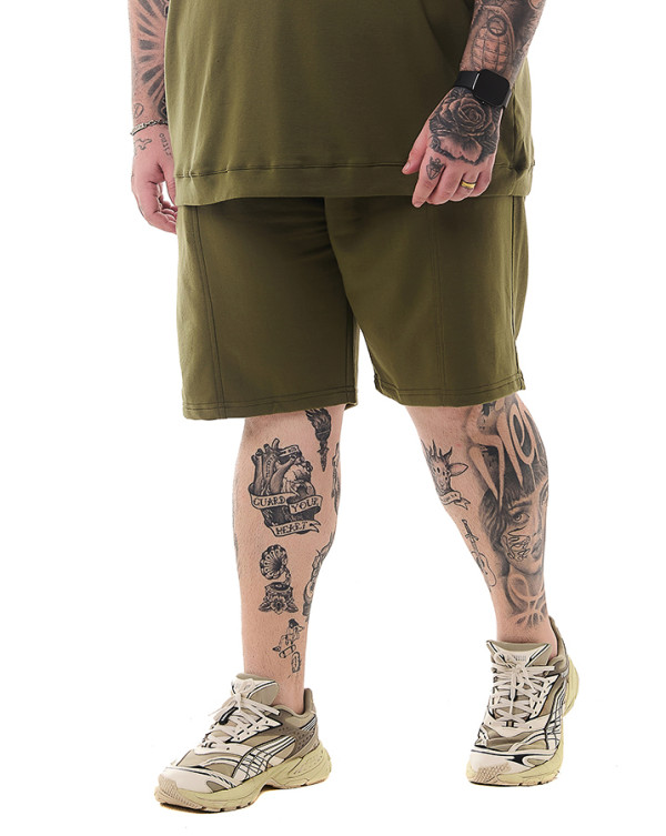 Bermuda Moletom Casual Recortada Verde Musgo Knulu