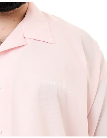 Camisa Oversized Gola Cubana Dream Resort Rosa Bebê Knulu