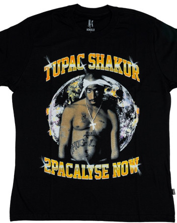 Camiseta Classic Tupac Shakur Globo Preto Knulu