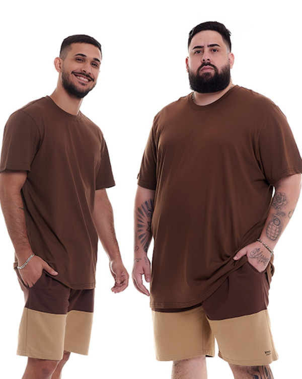 Camiseta Regular Fit Basic Color Marrom Knulu