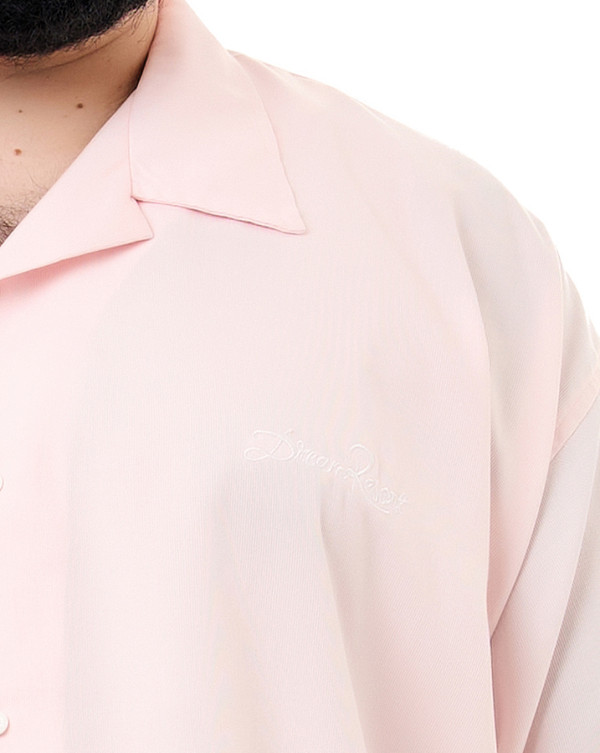 Camisa Oversized Gola Cubana Dream Resort Rosa Bebê Knulu