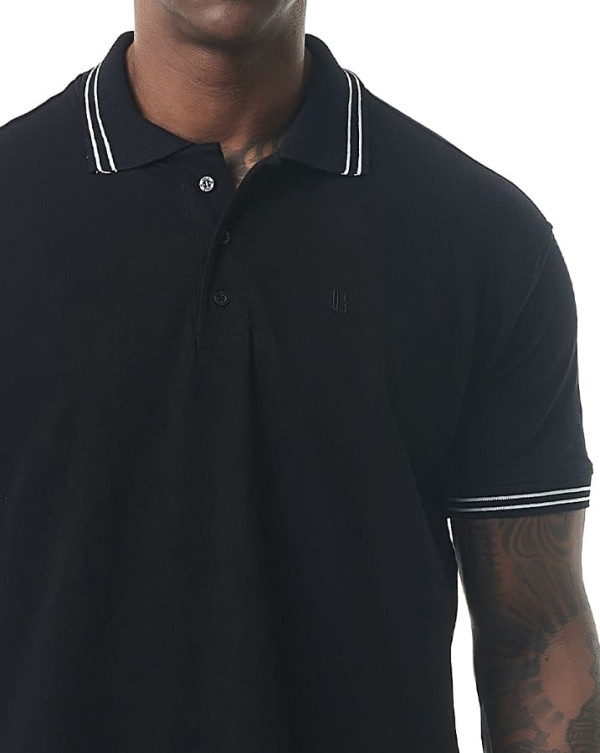 Camisa Polo Piquet Classic Line Preto Knulu