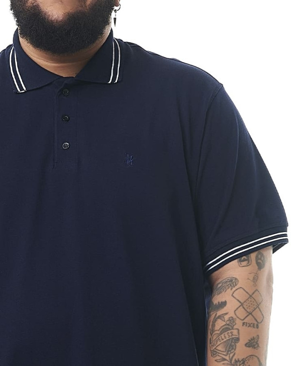 Camisa Polo Piquet Classic Line Azul Marinho Knulu
