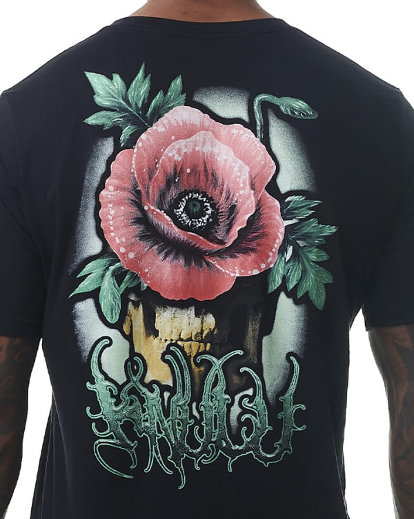 Camiseta Classic Floral Skull Preto Knulu