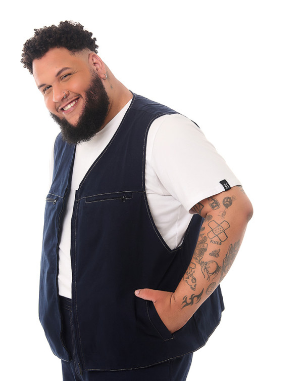 Colete Essencial Sarja Premium Azul Marinho Collab Knulu + Noi