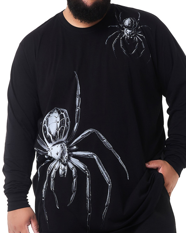 Camiseta Classic Manga Longa Spider Preto Knulu