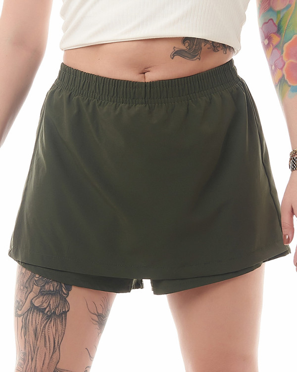 Short Saia Feminino Verde Musgo Knulu