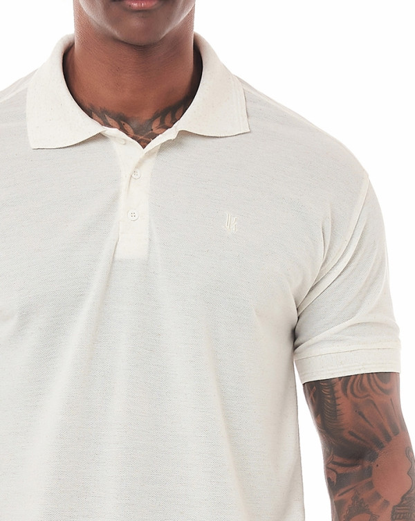Camisa Polo Piquet Classic Natural Off White Knulu