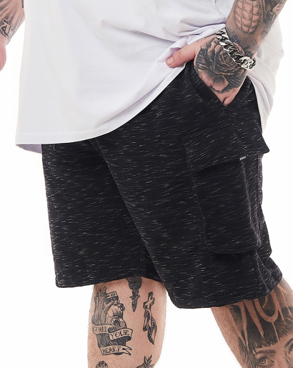 Bermuda Moletom Cargo Pocket Preto Jet Knulu