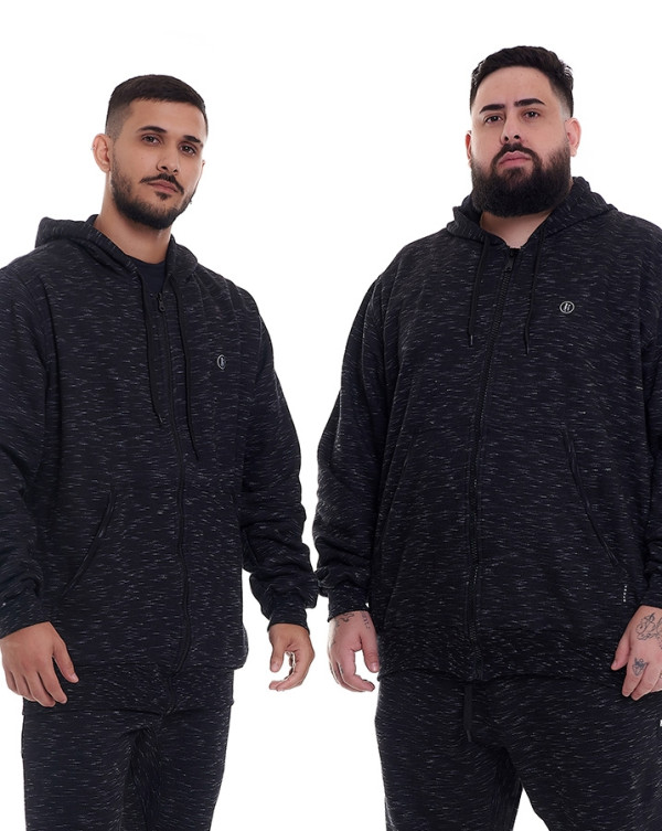 Casaco Moletom Confort Preto Jet Knulu