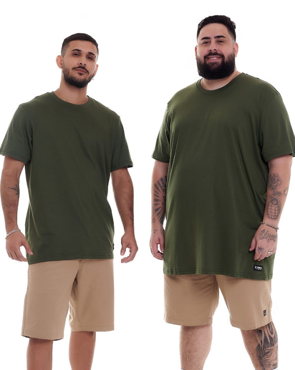Camiseta Regular Fit Basic Color Verde Militar Knulu