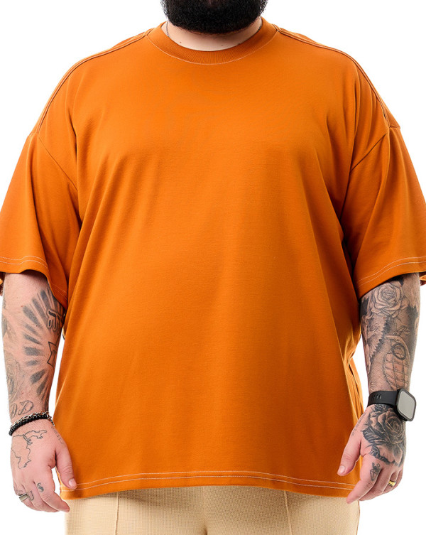 Camiseta Oversized Boxy Shoulder Line Ferrugem Knulu