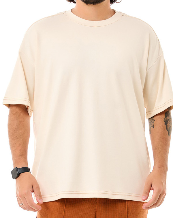Camiseta Oversized Boxy Shoulder Line Off White Knulu