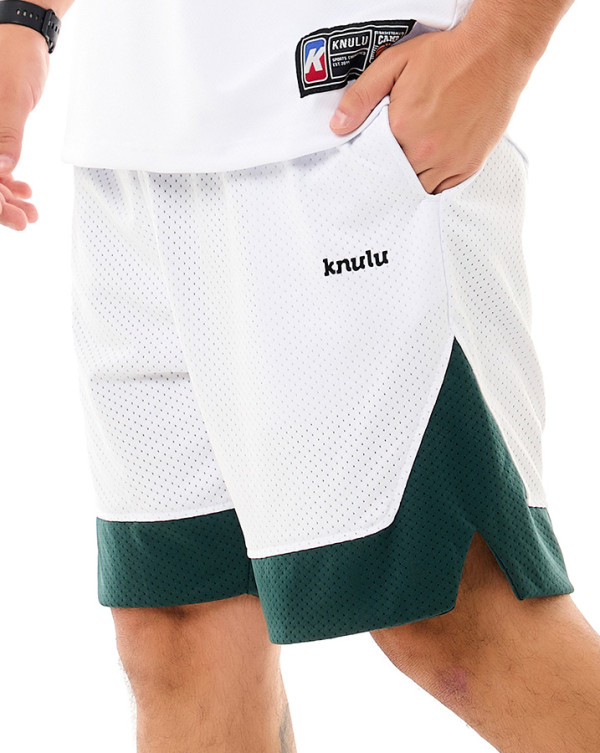 Bermuda Dry-Fit Pyramid Branco e Verde Knulu