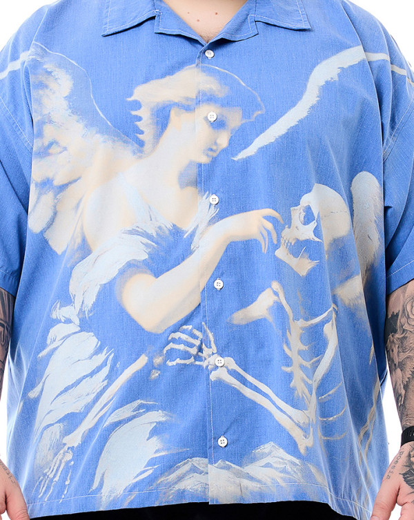 Camisa Oversized Gola Cubana Angel Azul Jeans Knulu