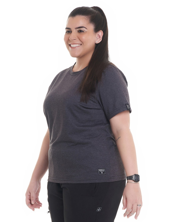 Kit 4 Camisetas Basicas Feminina 2 Chumbos 1 Cinza Mescla 1 Preta Knulu