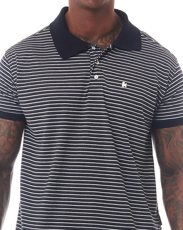 Camisa Polo Piquet Striped Essence Azul Marinho Knulu