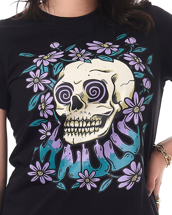 Camiseta Feminina Hipno Skull Preto Knulu