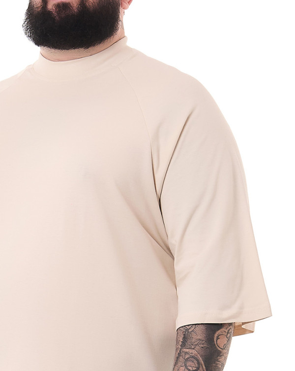 Camiseta Oversized Gola Alta Basic Off White Knulu