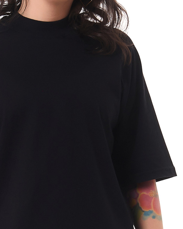 Camiseta Oversized Feminina Gola Alta Basic Preto Knulu