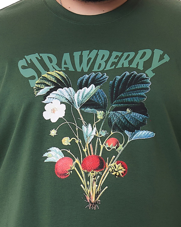 Camiseta Oversized Strawberry Verde Knulu