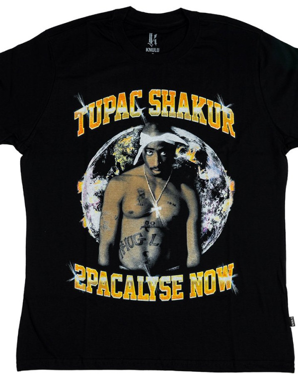 Camiseta Classic Tupac Shakur Globo Preto Knulu