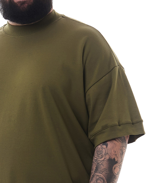 Camiseta Oversized Boxy Details Verde Musgo Knulu