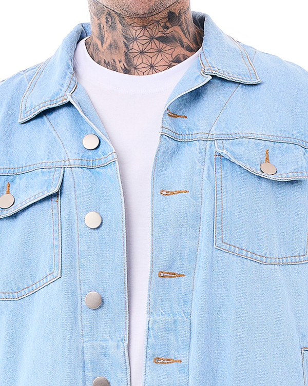 Jaqueta Jeans Masculina Frontier Storm Azul Claro Knulu