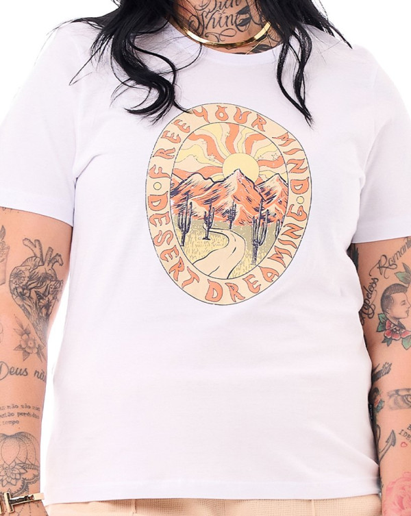 Camiseta Feminina Desert Sun Branco Knulu