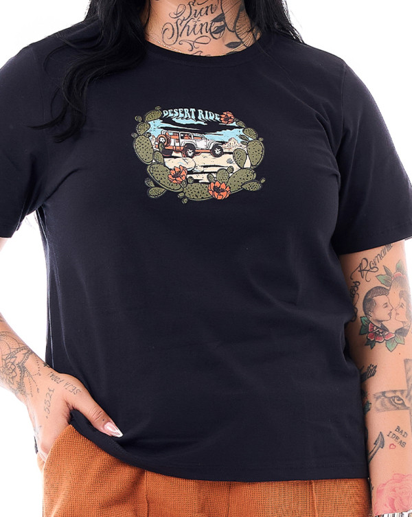 Camiseta Feminina Desert Ride Preto Knulu