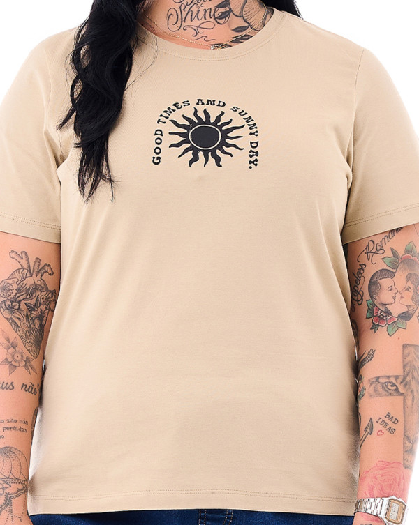 Camiseta Feminina  Sunny Day Caqui Knulu