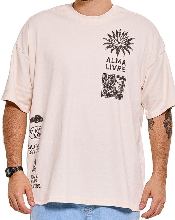 Camiseta Oversized Boxy Alma Livre Off White Knulu